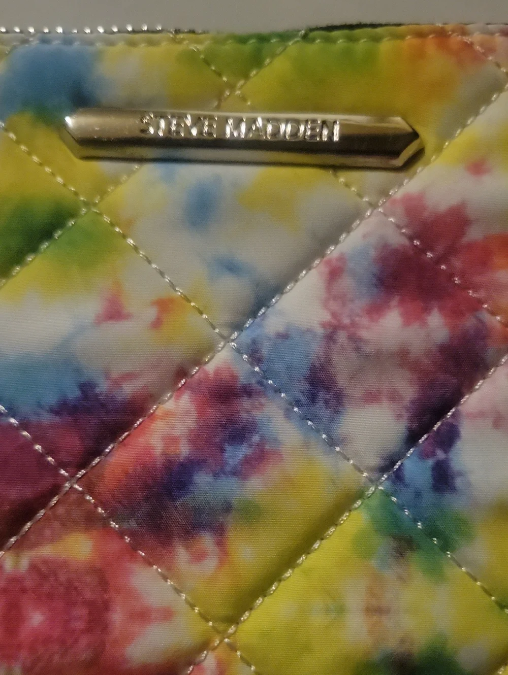 Steve Madden Rainbow Quilted Tie-Dye Wristlet